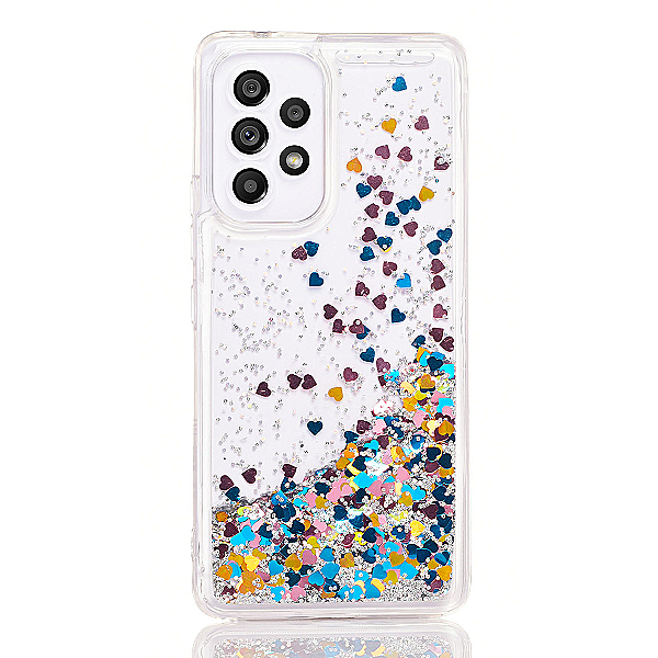 Maskica za Samsung Galaxy A33 5G  "Rain Of Glitter" - srce - Srebrna #2