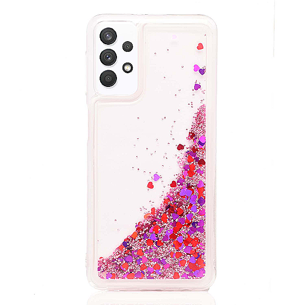Maskica za Samsung Galaxy A72 "Rain Of Glitter" - srce - Roza #3