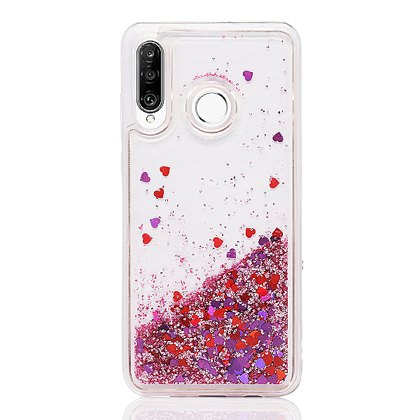 Maskica za Huawei P30 lite "Rain Of Glitter" - srce - Roza #3
