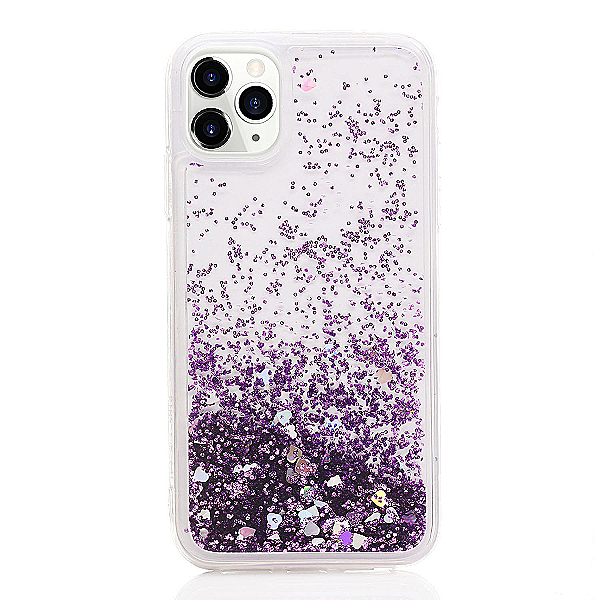 Maskica za iPhone 11 Pro "Rain Of Glitter" - srce - Ljubičasta #1