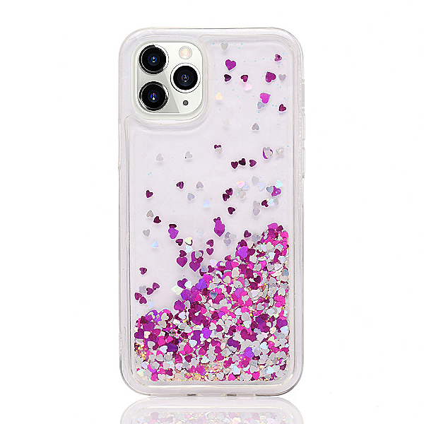 Maskica za iPhone 11 Pro "Rain Of Glitter" - srce - Ljubičasta #2