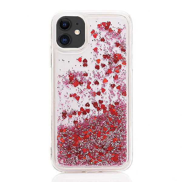 Maskica za iPhone 12 mini "Rain Of Glitter" - srce - Roza #2