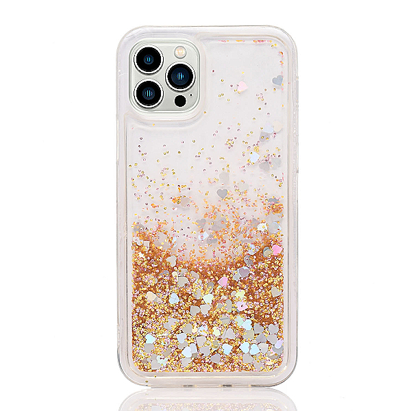 Maskica za iPhone 12 Pro Max "Rain Of Glitter" - srce - Zlatna #1