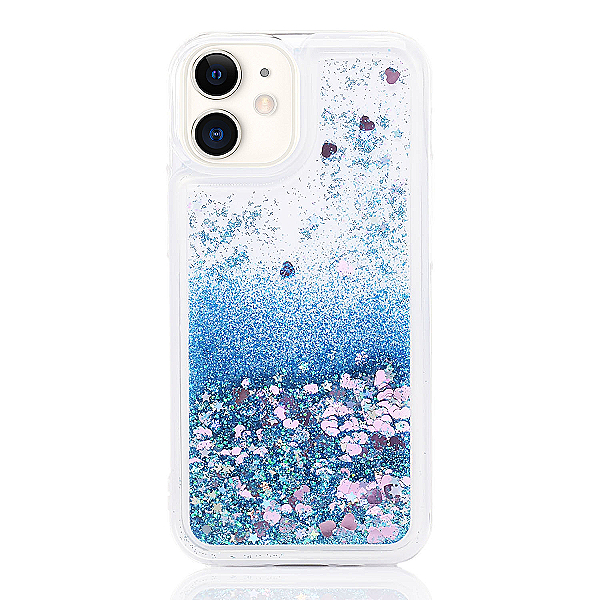 Maskica za iPhone 12 "Rain Of Glitter" - srce - Plava #1