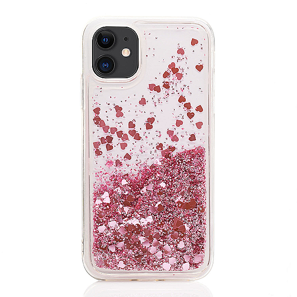Maskica za iPhone 12 "Rain Of Glitter" - srce - Roza #1
