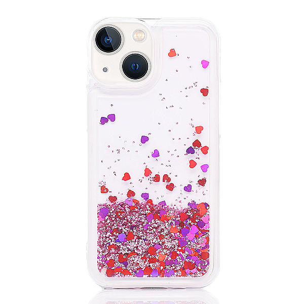 Maskica za iPhone 13 mini "Rain Of Glitter" - srce - Roza #3