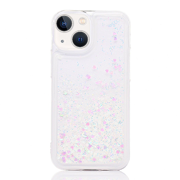 Maskica za iPhone 13 "Rain Of Glitter" - srce - Bijela #1