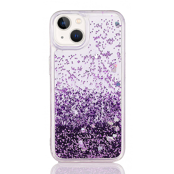 Maskica za iPhone 13 "Rain Of Glitter" - srce - Ljubičasta #1