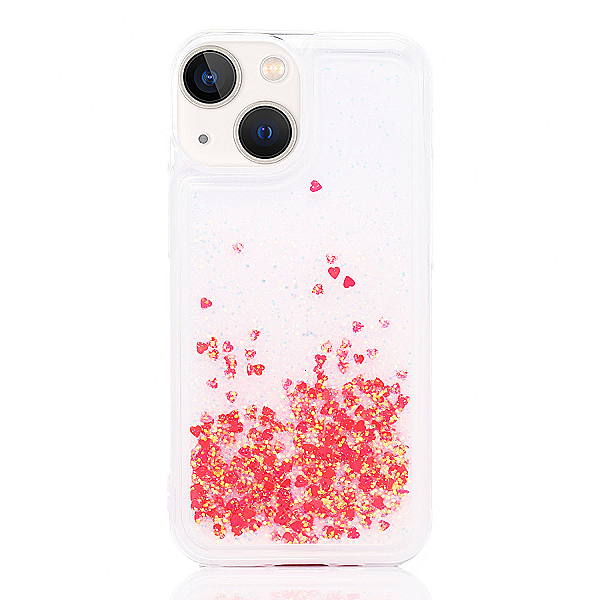 Maskica za iPhone 14 Plus "Rain Of Glitter" - srce - Narančasta #1