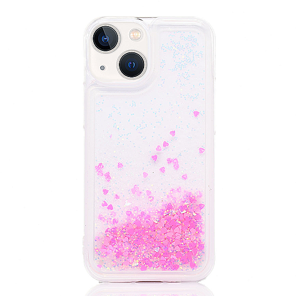 Maskica za iPhone 14 Plus "Rain Of Glitter" - srce - Pink #1