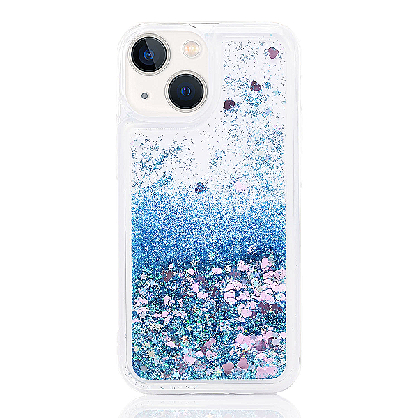 Maskica za iPhone 14 Plus "Rain Of Glitter" - srce - Plava #2