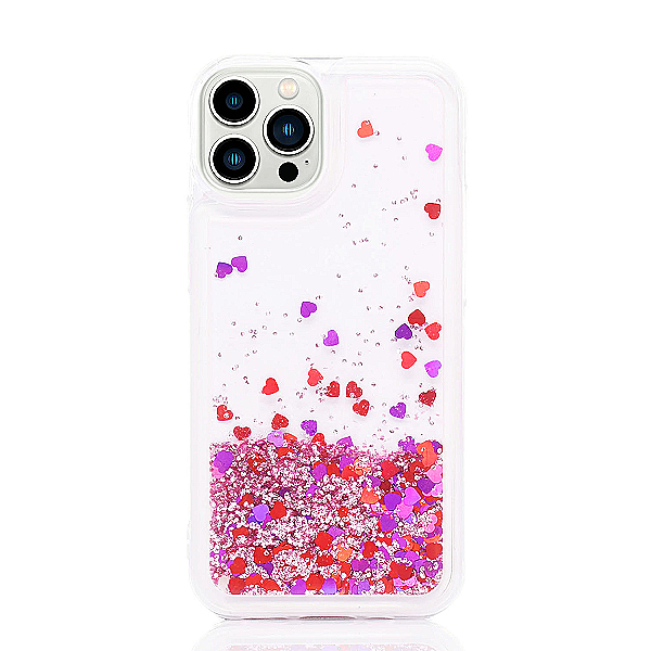 Maskica za iPhone 14 Pro "Rain Of Glitter" - srce - Roza #3