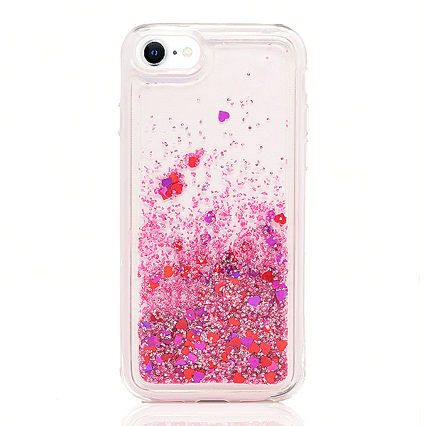 Maskica za iPhone 7 / iPhone 8 / SE "Rain Of Glitter" - srce - Roza #3