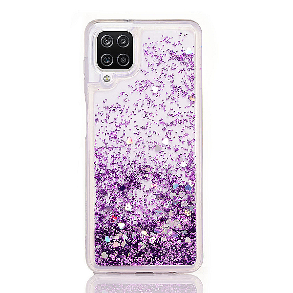 Maskica za Samsung Galaxy A12 "Rain Of Glitter" - srce - Ljubičasta #1