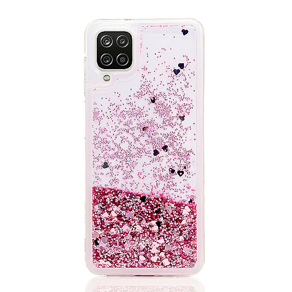 Maskica za Samsung Galaxy A22 5G "Rain Of Glitter" - srce - Roza #1