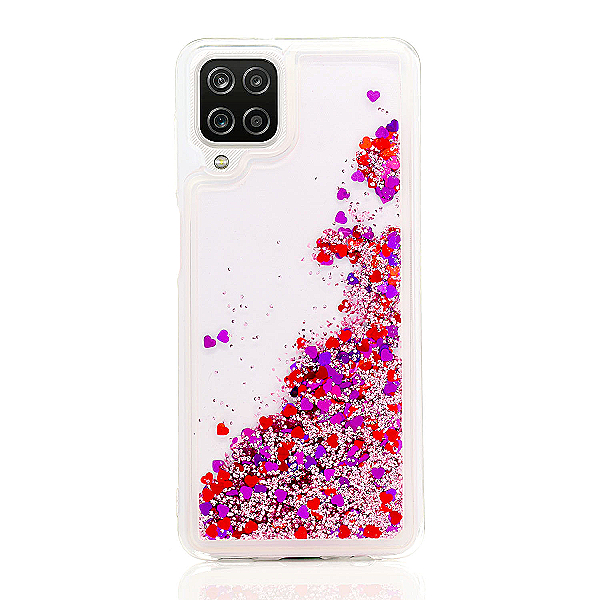 Maskica za Samsung Galaxy A22 5G "Rain Of Glitter" - srce - Roza #3