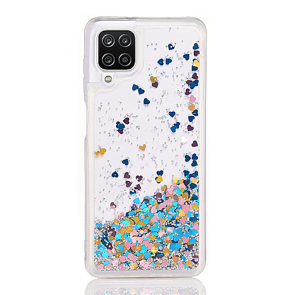 Maskica za Samsung Galaxy A12 "Rain Of Glitter" - srce - Srebrna #2