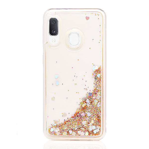 Maskica za Samsung Galaxy A40 "Rain Of Glitter" - srce - Zlatna #1