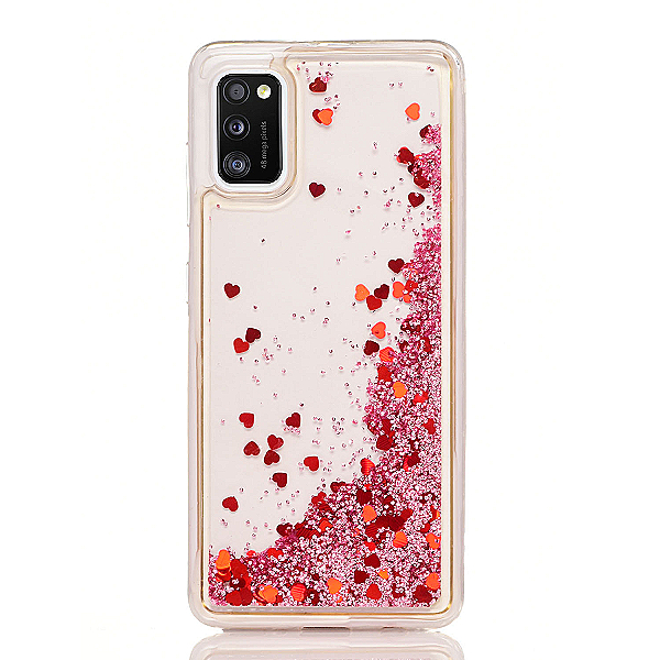 Maskica za Samsung Galaxy A41 "Rain Of Glitter" - srce - Roza #2