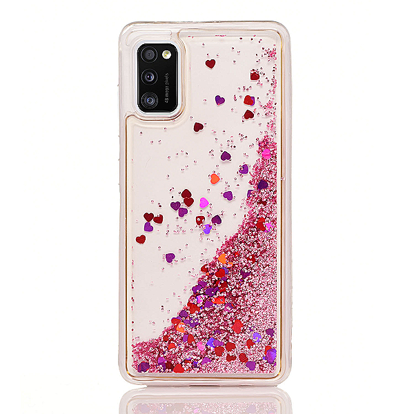 Maskica za Samsung Galaxy A41 "Rain Of Glitter" - srce - Roza #3