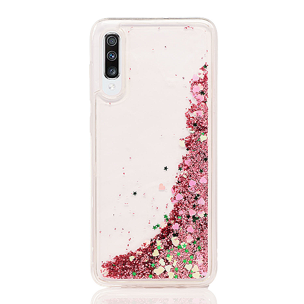 Maskica za Samsung Galaxy A30s / A50 "Rain Of Glitter" - srce - Roza #5