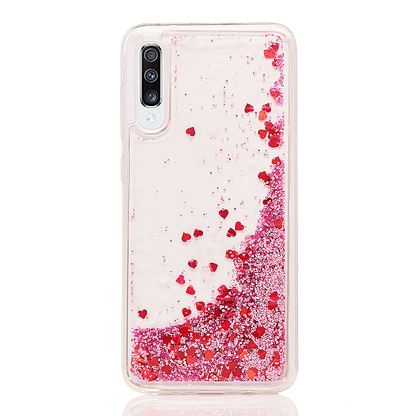 Maskica za Samsung Galaxy A70 "Rain Of Glitter" - srce - Roza #2