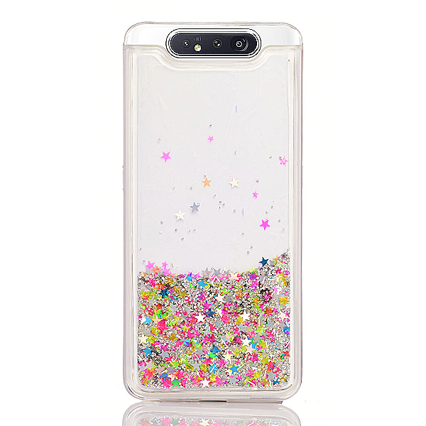 Maskica za Samsung Galaxy A80 "Rain Of Glitter" - zvijezda - Srebrna #1