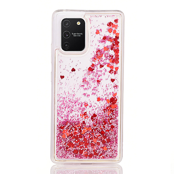 Maskica za Samsung Galaxy A91 / S10 Lite (2020) "Rain Of Glitter" - srce - Roza #2