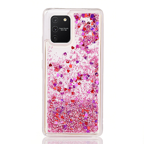 Maskica za Samsung Galaxy A91 / S10 Lite (2020) "Rain Of Glitter" - srce - Roza #3