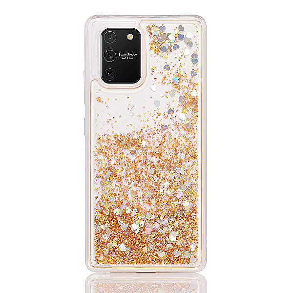 Maskica za Samsung Galaxy A91 / S10 Lite (2020) "Rain Of Glitter" - srce - Zlatna #1