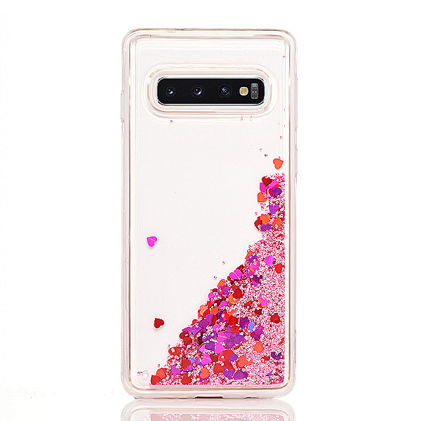 Maskica za Samsung Galaxy S10+ "Rain Of Glitter" - srce - Roza #3