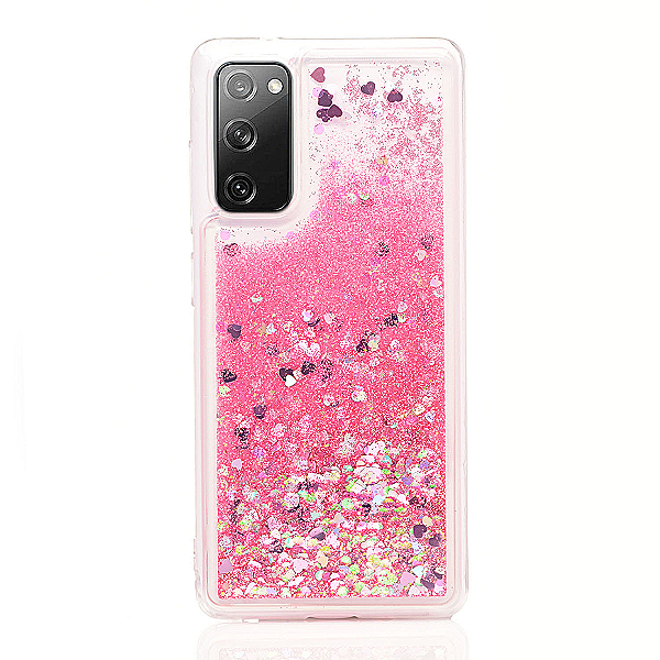 Maskica za Samsung Galaxy S20 FE "Rain Of Glitter" - srce - Roza #1