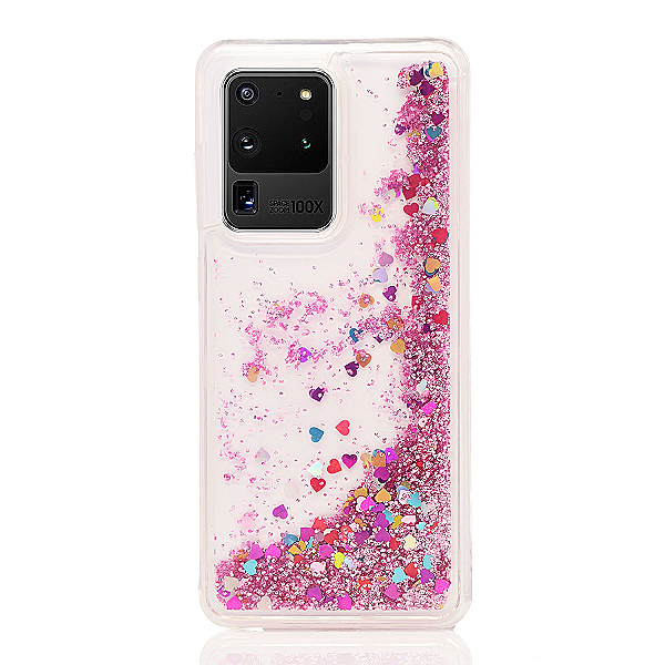 Maskica za Samsung Galaxy S20 Ultra "Rain Of Glitter" - srce - Roza #4
