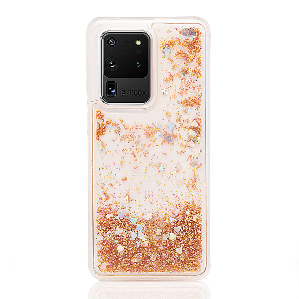 Maskica za Samsung Galaxy S20 Ultra "Rain Of Glitter" - srce - Zlatna #1