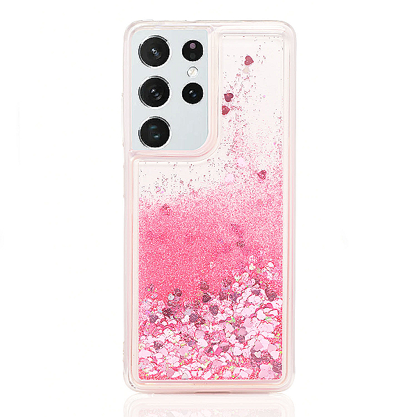 Maskica za Samsung Galaxy S21 Ultra "Rain Of Glitter" - srce - Roza #1