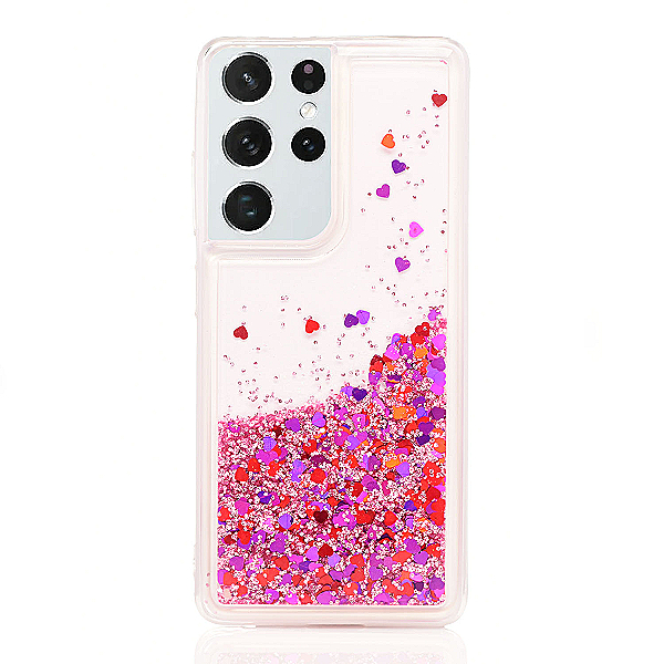 Maskica za Samsung Galaxy S21 Ultra "Rain Of Glitter" - srce - Roza #3