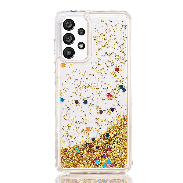 Maskica za Samsung Galaxy A33 5G  "Rain Of Glitter" - srce - Zlatna #2
