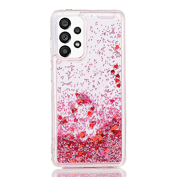 Maskica za Samsung Galaxy A13 (4G) / A23 / A32 5G  "Rain Of Glitter" - srce - Roza #2