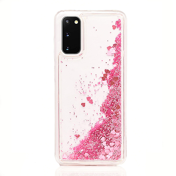 Maskica za Samsung Galaxy S20 "Rain Of Glitter" - srce - Roza #1