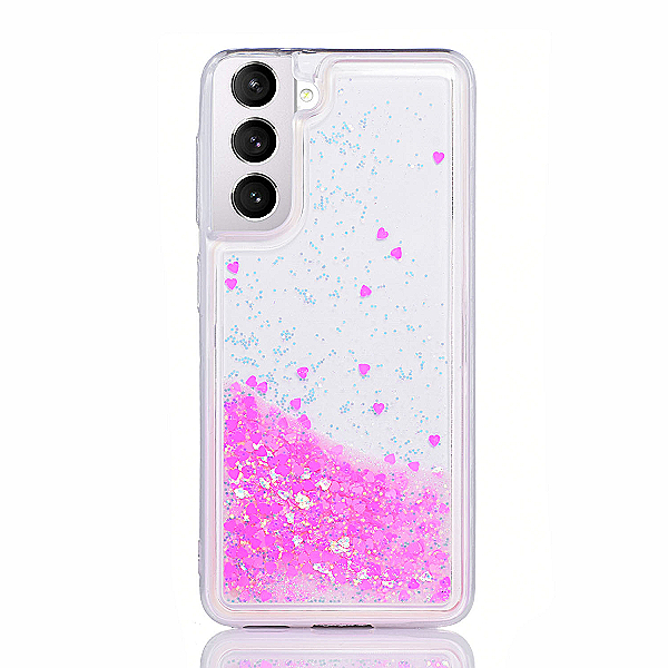 Maskica za Samsung Galaxy S21+ "Rain Of Glitter" - srce - Pink #1