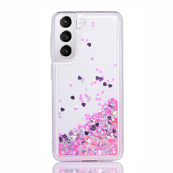 Maskica za Samsung Galaxy S21 "Rain Of Glitter" - srce - Pink #2