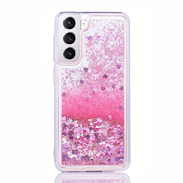 Maskica za Samsung Galaxy S21+ "Rain Of Glitter" - srce - Roza #1