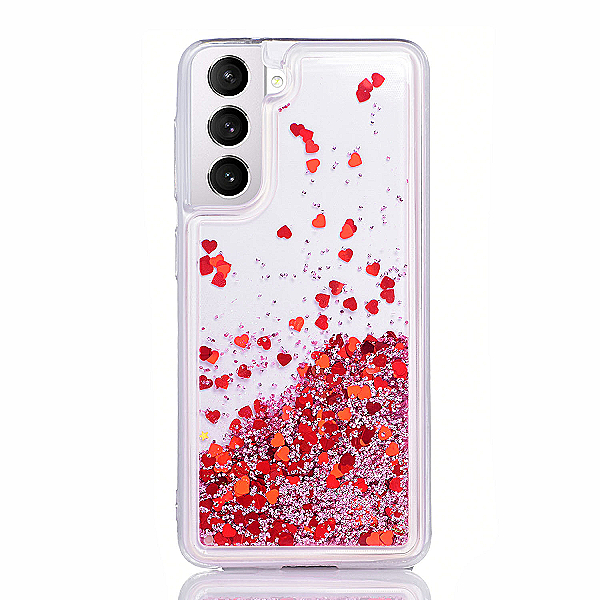 Maskica za Samsung Galaxy S21 "Rain Of Glitter" - srce - Roza #2