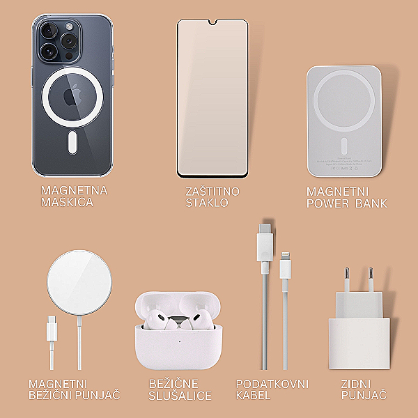 7u1 Paket za iPhone 15 Plus - bežično punjenje
