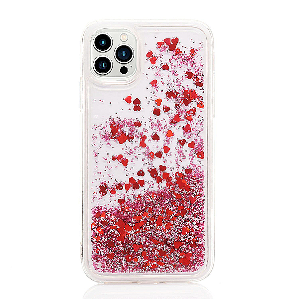Maskica za iPhone 12 Pro Max "Rain Of Glitter" - srce - Roza #2