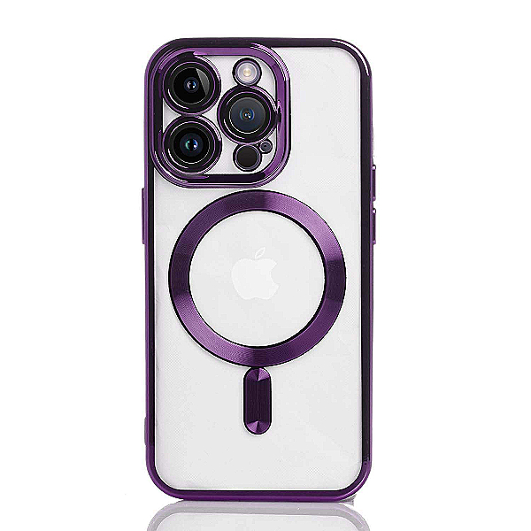 Maskica za iPhone 14 Pro Max "Magnet Transparent Case" - Tamno ljubičasta