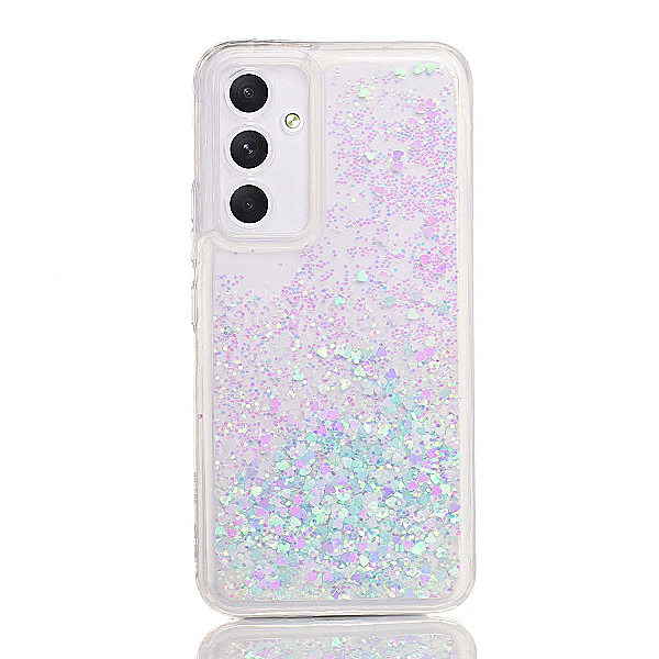 Maskica za Samsung Galaxy A54  "Rain Of Glitter" - srce - Bijela #1