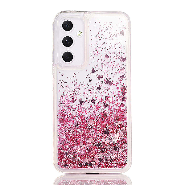 Maskica za Samsung Galaxy A35  "Rain Of Glitter" - srce - Roza #1