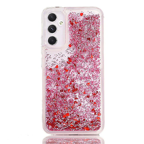 Maskica za Samsung Galaxy A14  "Rain Of Glitter" - srce - Roza #2