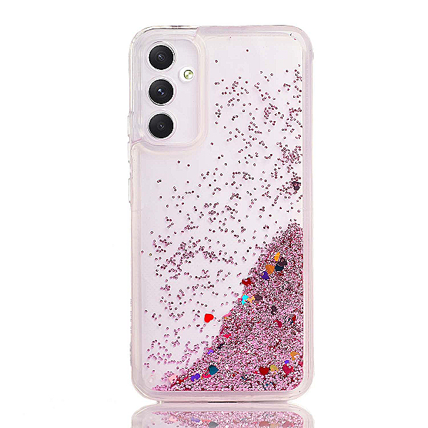 Maskica za Samsung Galaxy A34 5G "Rain Of Glitter" - srce - Roza #4